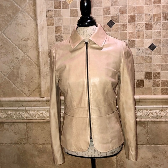 Ann Taylor 100% Genuine Leather Camel Jacket - Picture 1 of 6